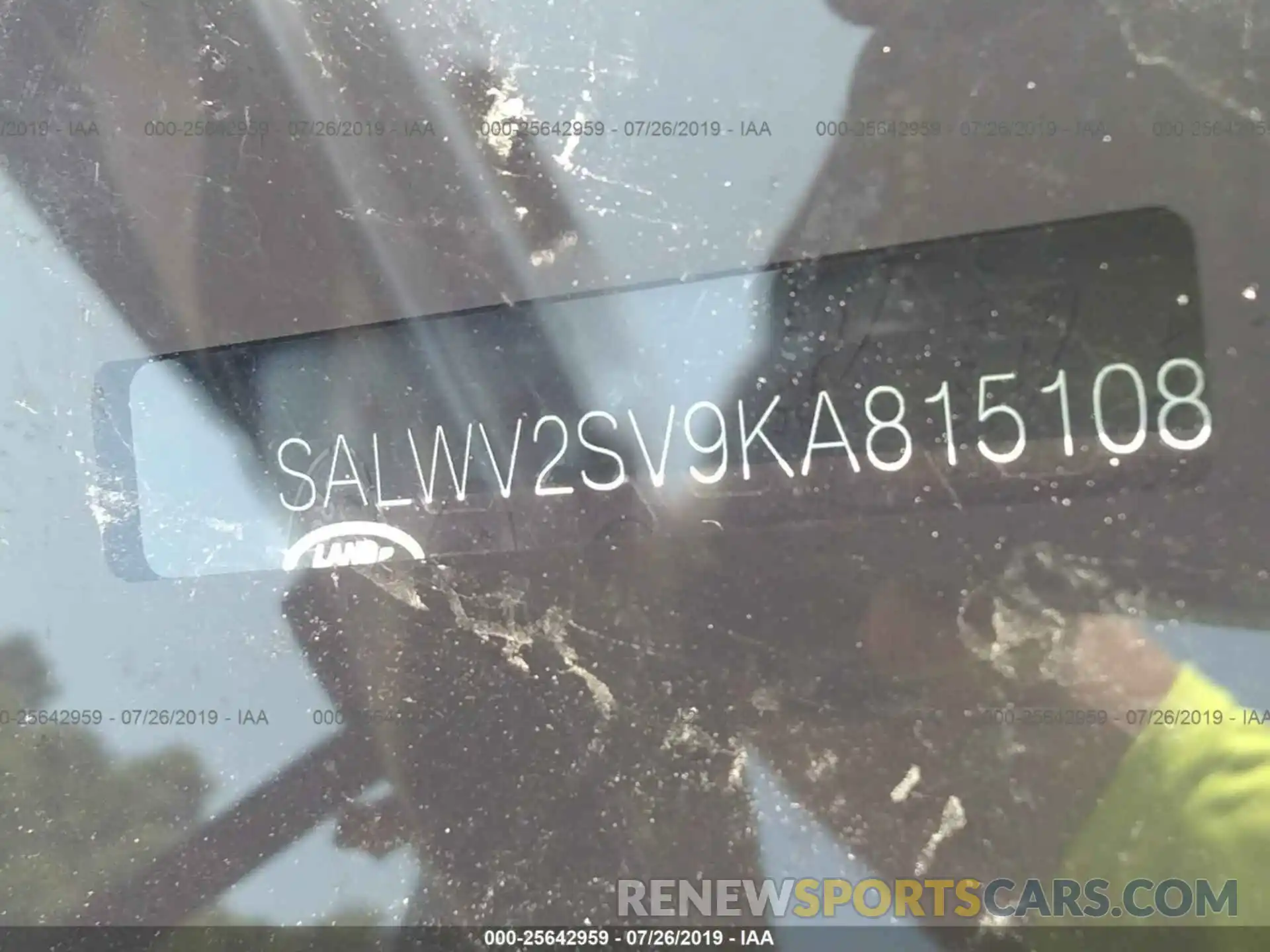 9 Фотография поврежденного автомобиля SALWV2SV9KA815108 LAND ROVER RANGE ROVER SPORT 2019