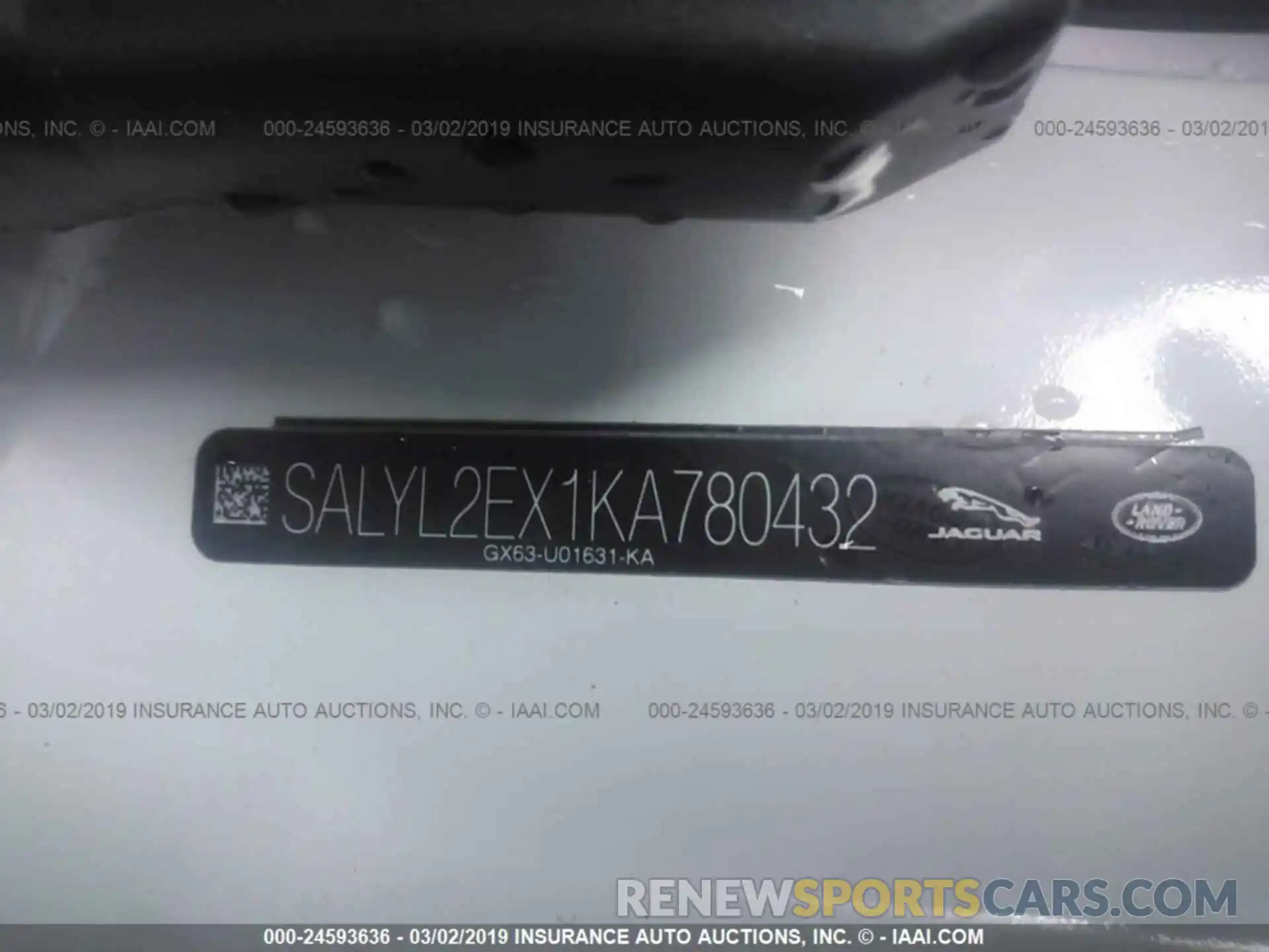 9 Photograph of a damaged car SALYL2EX1KA780432 LAND ROVER RANGE ROVER VELAR 2019