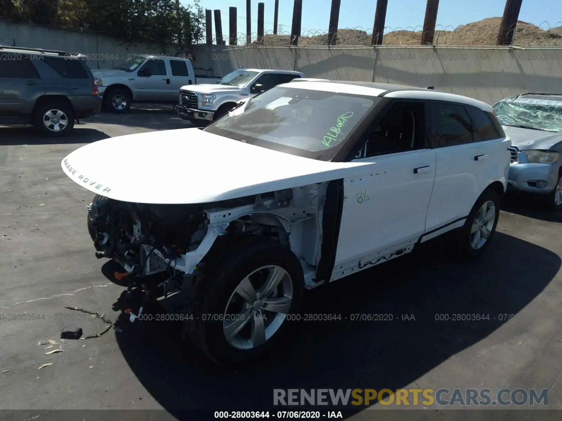 2 Photograph of a damaged car SALYB2EX5LA265731 LAND ROVER RANGE ROVER VELAR 2020