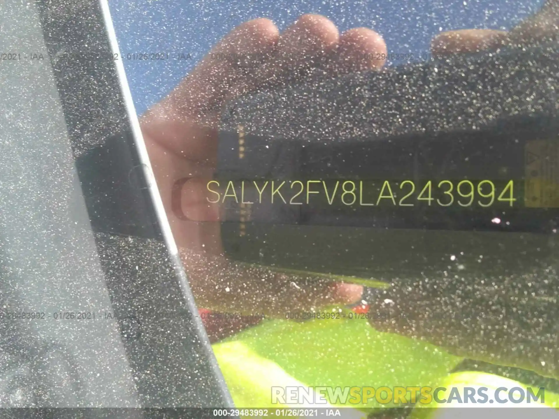 9 Photograph of a damaged car SALYK2FV8LA243994 LAND ROVER RANGE ROVER VELAR 2020