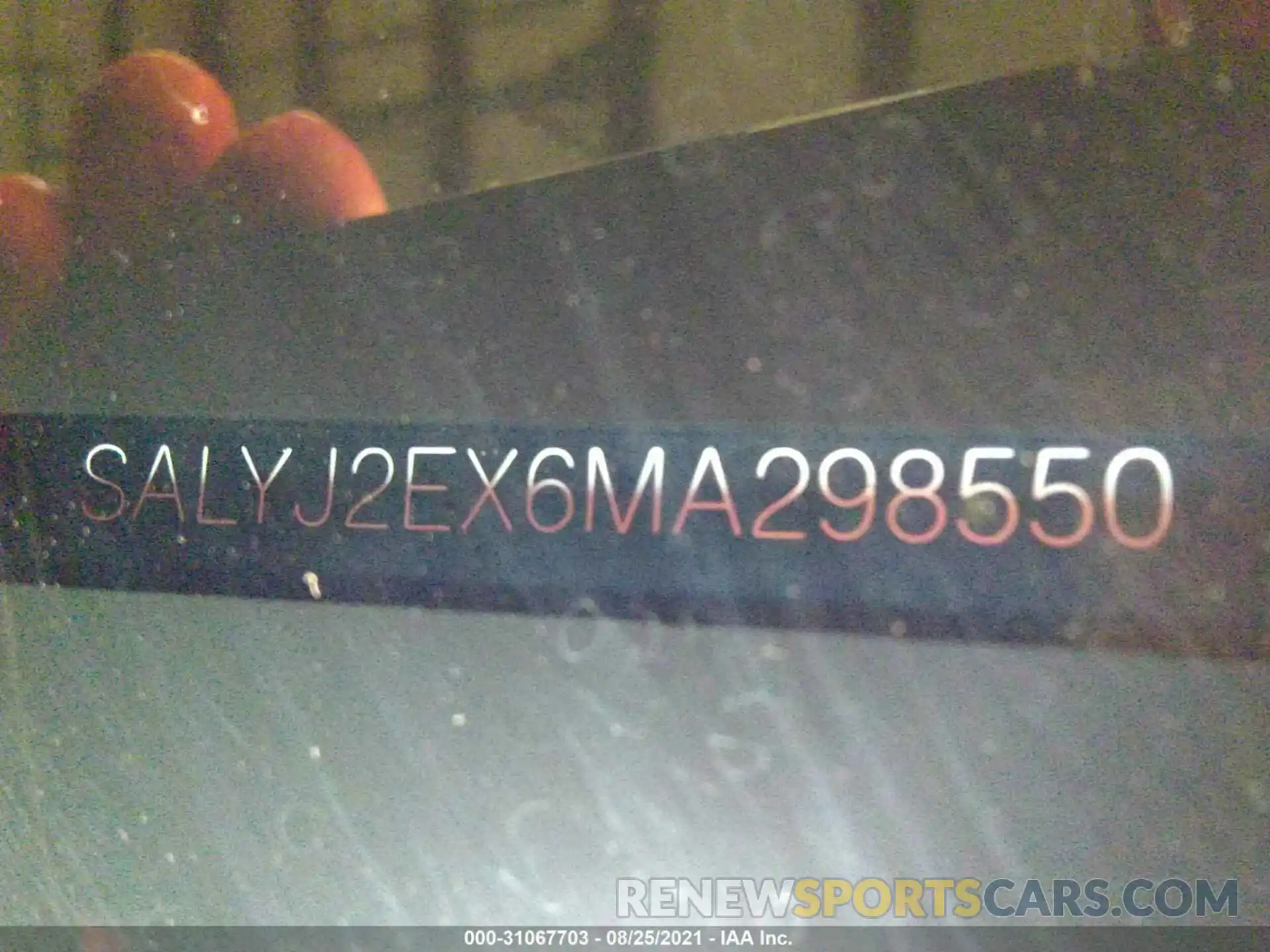 9 Photograph of a damaged car SALYJ2EX6MA298550 LAND ROVER RANGE ROVER VELAR 2021