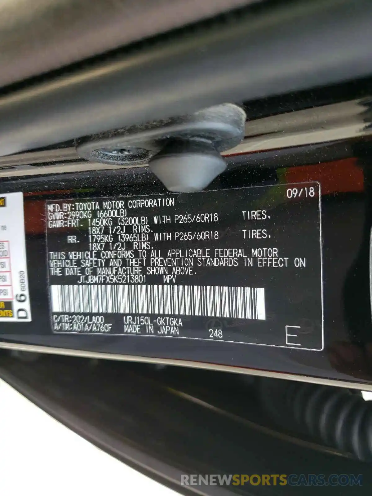 10 Photograph of a damaged car JTJBM7FX5K5213801 LEXUS GX 2019