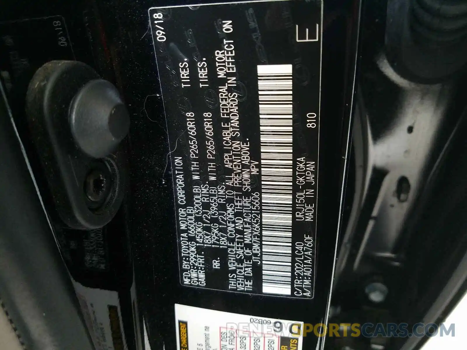 10 Photograph of a damaged car JTJBM7FX6K5215606 LEXUS GX 2019