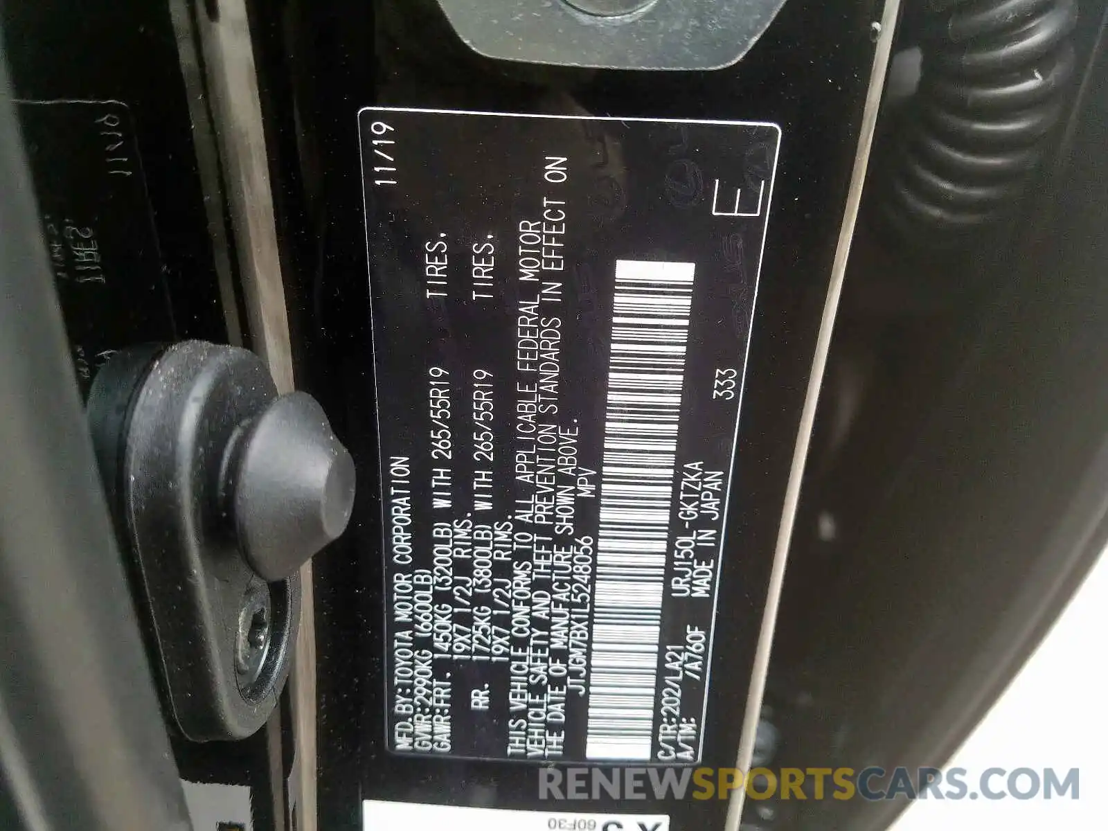 10 Фотография поврежденного автомобиля JTJGM7BX1L5248056 LEXUS GX 460 LUX 2020