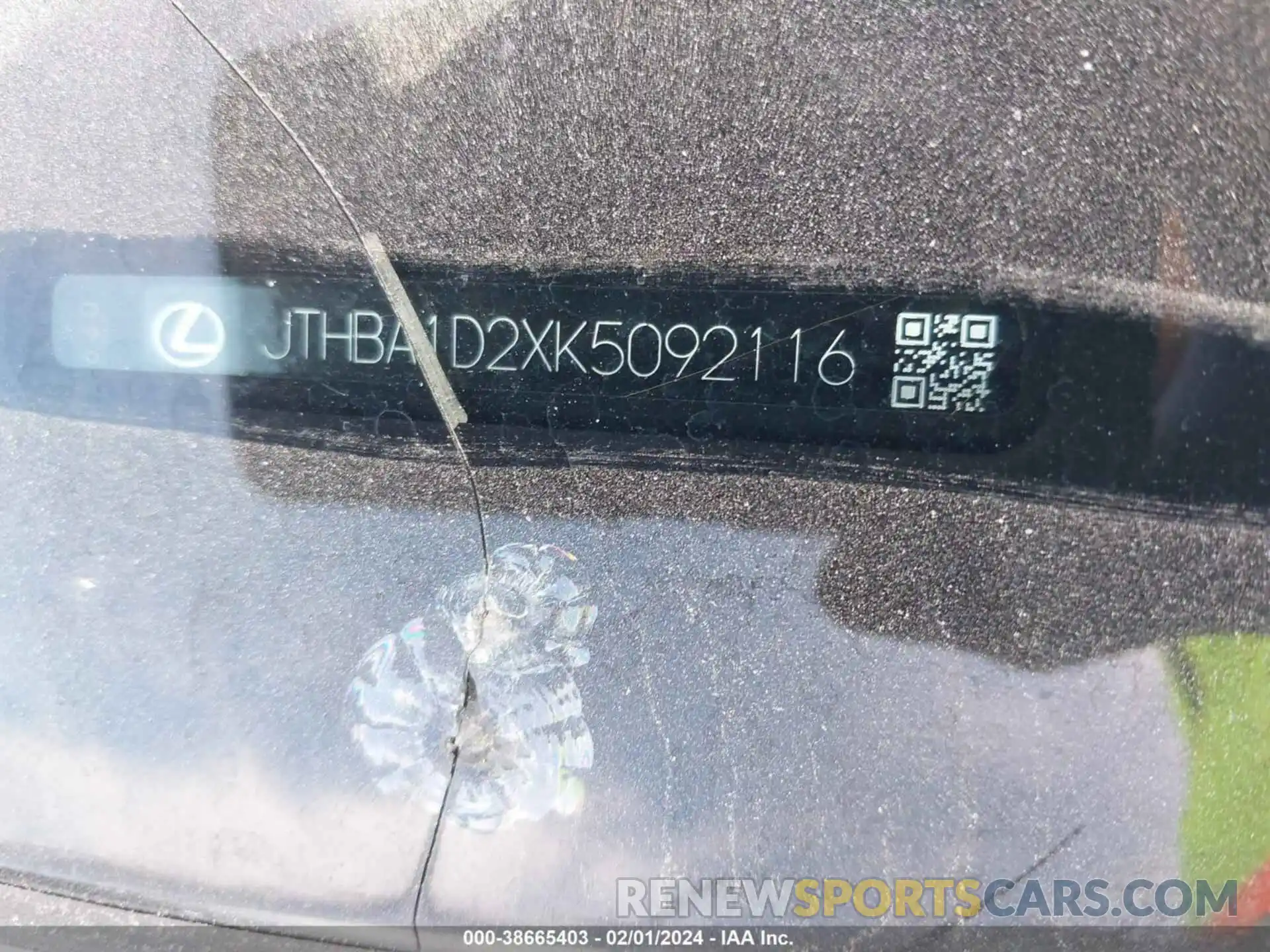 9 Photograph of a damaged car JTHBA1D2XK5092116 LEXUS IS 300 2019