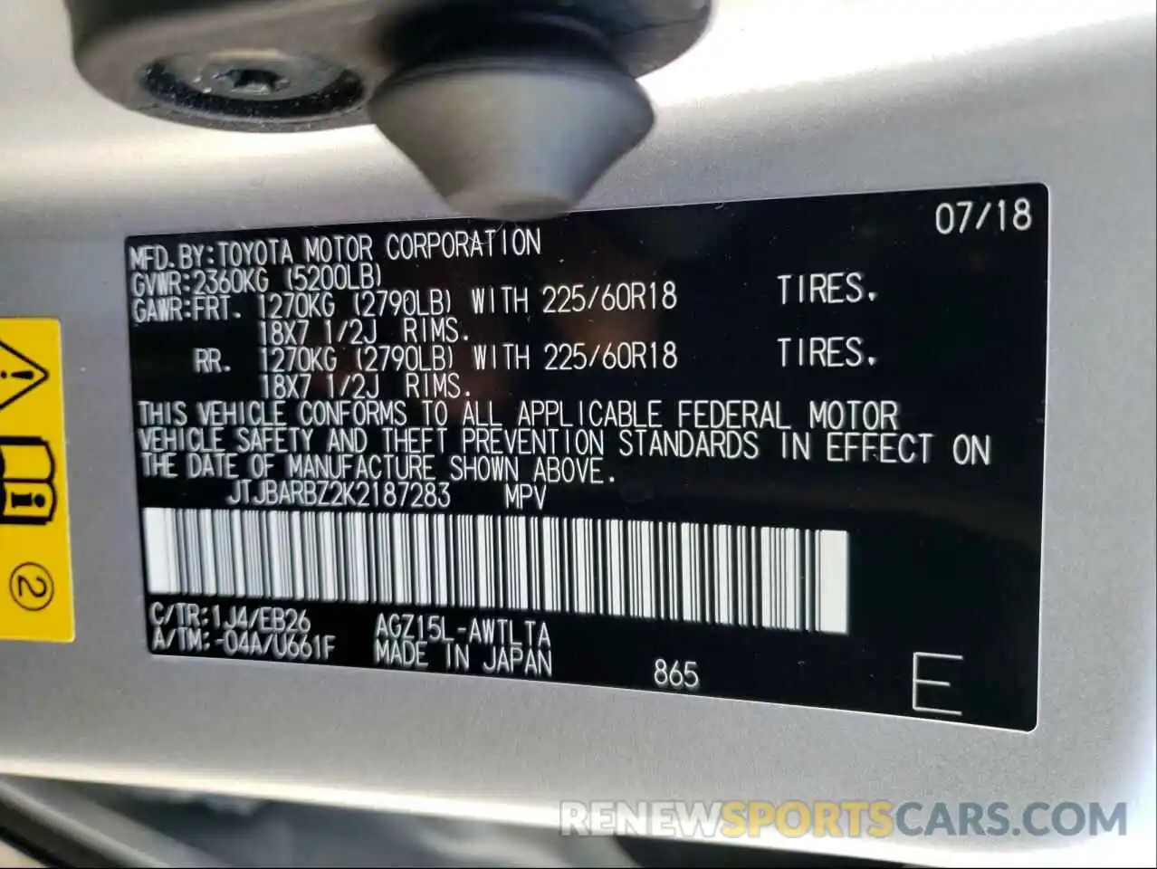 10 Photograph of a damaged car JTJBARBZ2K2187283 LEXUS NX 2019