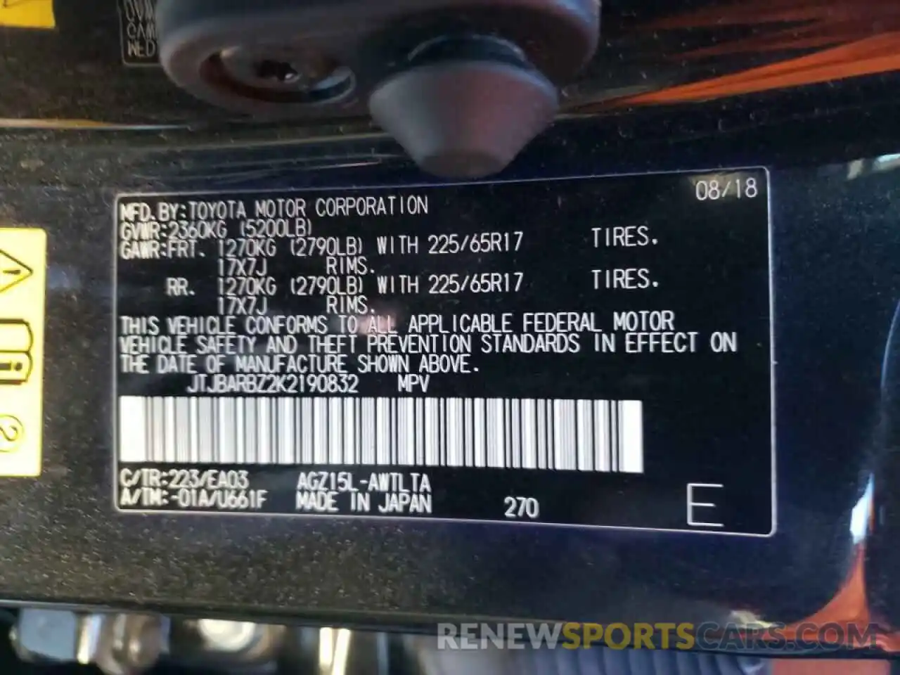 10 Photograph of a damaged car JTJBARBZ2K2190832 LEXUS NX 2019