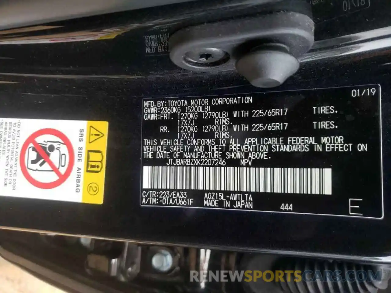 10 Photograph of a damaged car JTJBARBZXK2207246 LEXUS NX 2019