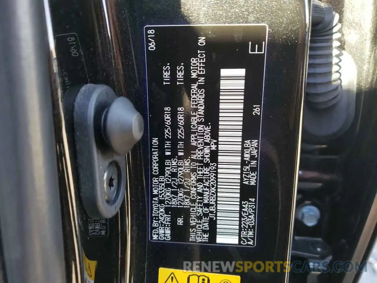 10 Photograph of a damaged car JTJBJRBZXK2099193 LEXUS NX 2019