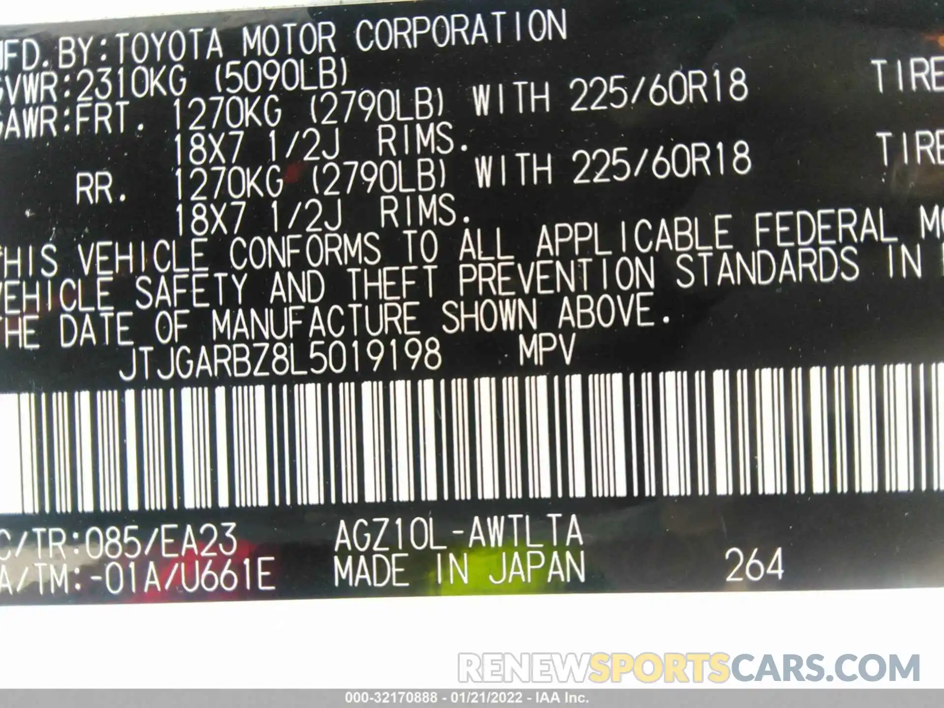 9 Photograph of a damaged car JTJGARBZ8L5019198 LEXUS NX 2020