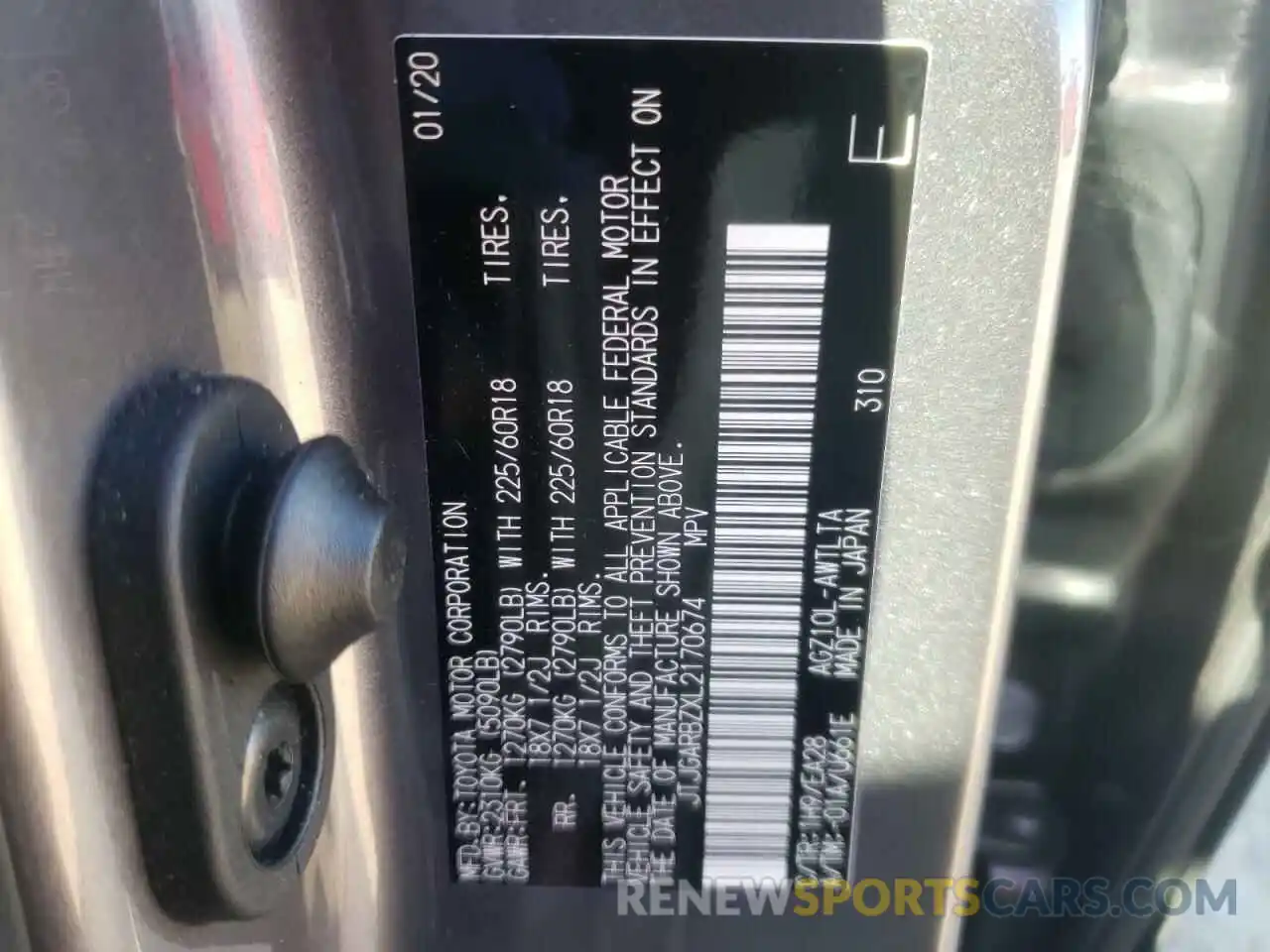 10 Photograph of a damaged car JTJGARBZXL2170674 LEXUS NX 2020