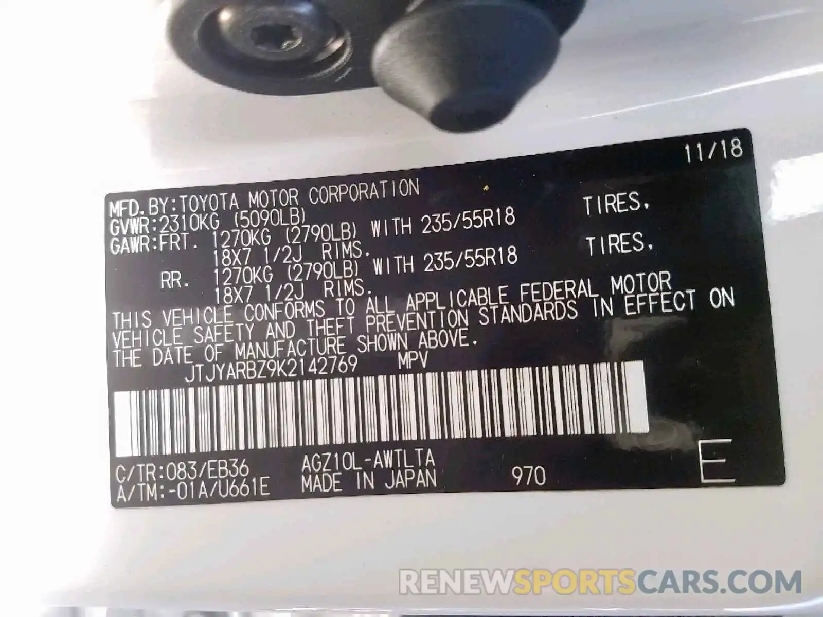 10 Photograph of a damaged car JTJYARBZ9K2142769 LEXUS NX 300 BAS 2019