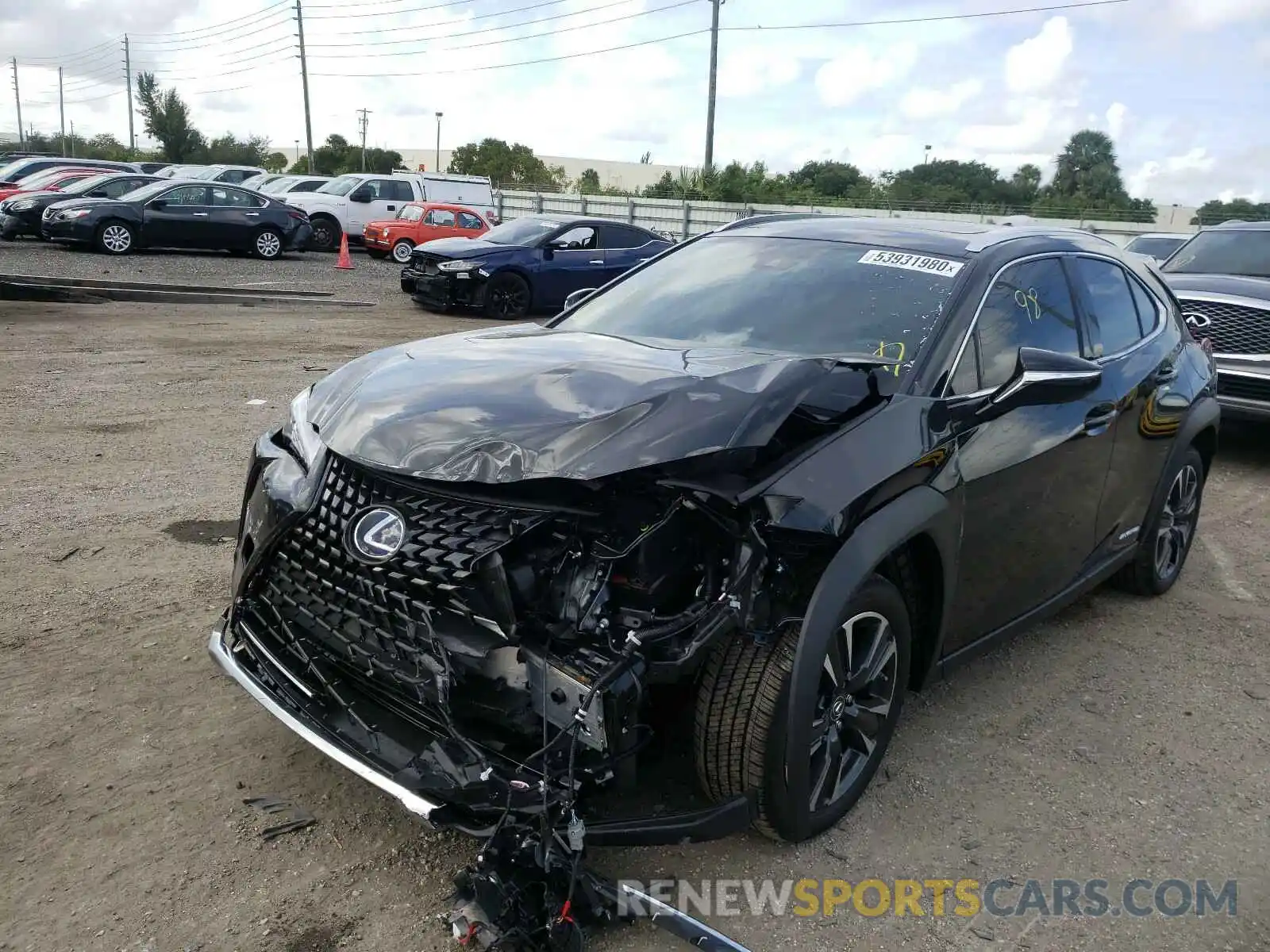 2 Фотография поврежденного автомобиля JTHP9JBH7L2032741 LEXUS UX 250H 2020