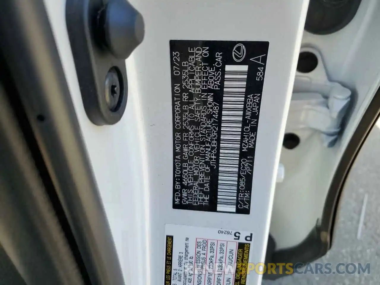 13 Photograph of a damaged car JTHP6JBH3R2174487 LEXUS UX 250H PR 2024