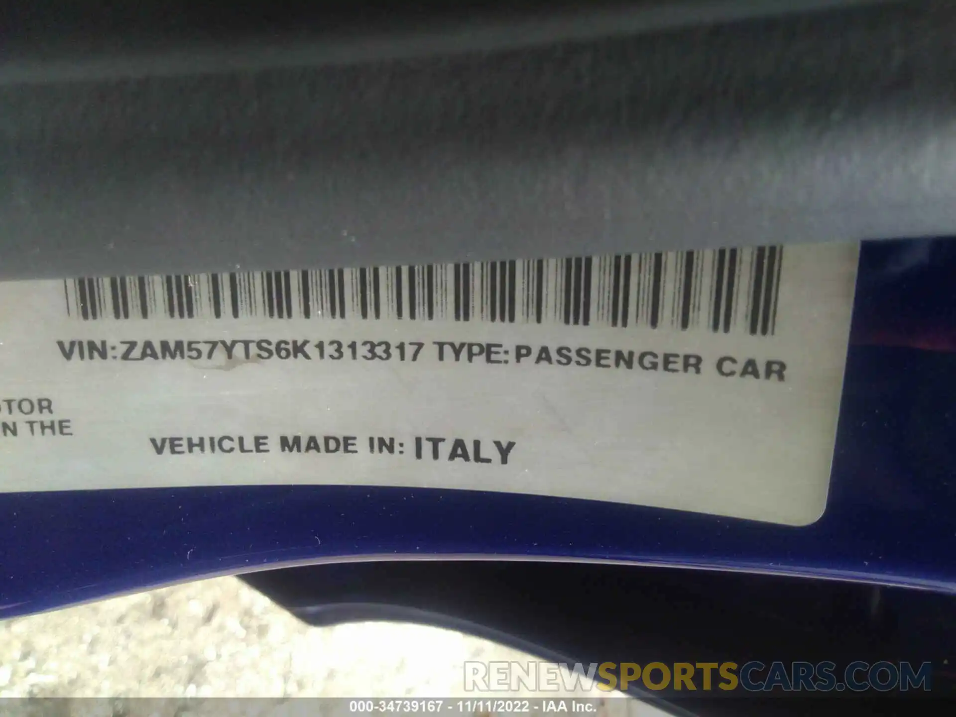 9 Photograph of a damaged car ZAM57YTS6K1313317 MASERATI GHIBLI 2019