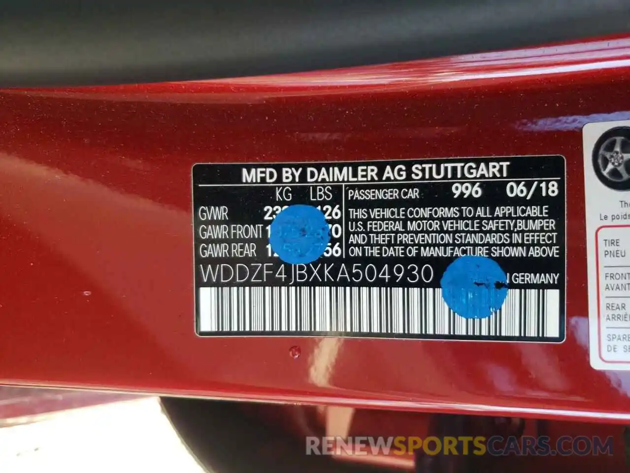 10 Photograph of a damaged car WDDZF4JBXKA504930 MERCEDES-BENZ 170-CLASS 2019