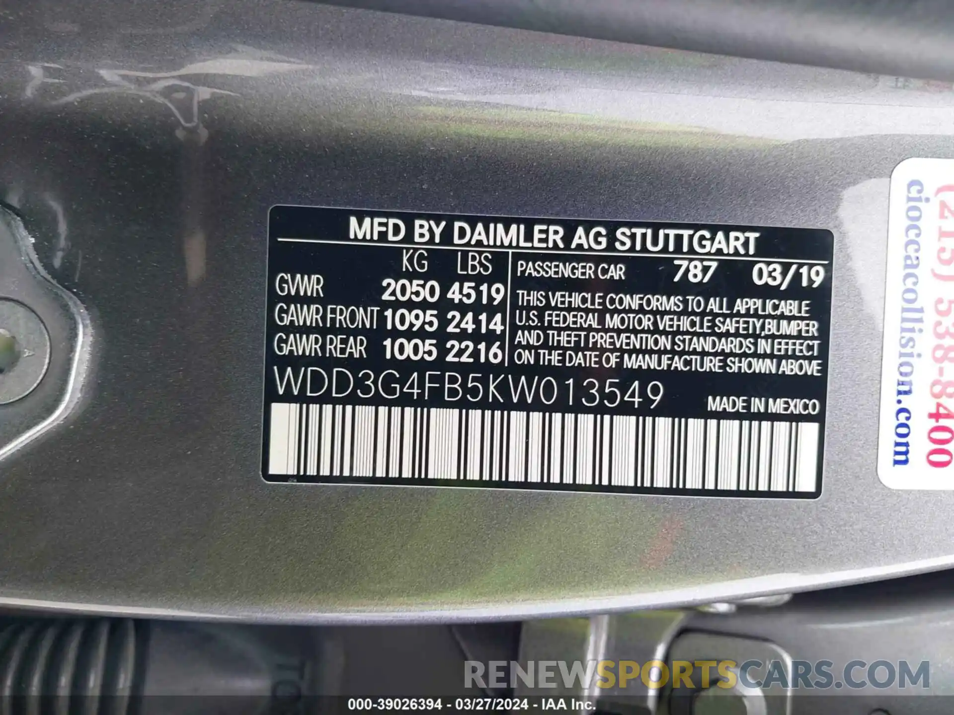 9 Photograph of a damaged car WDD3G4FB5KW013549 MERCEDES-BENZ A 220 2019