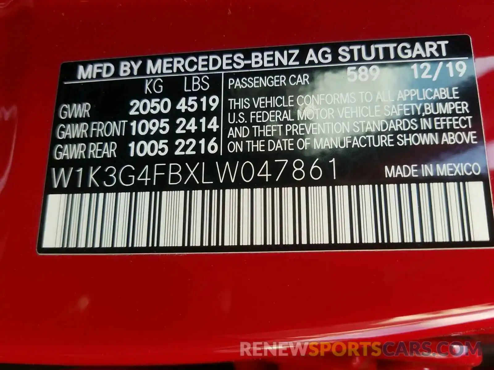10 Photograph of a damaged car W1K3G4FBXLW047861 MERCEDES-BENZ A 220 2020