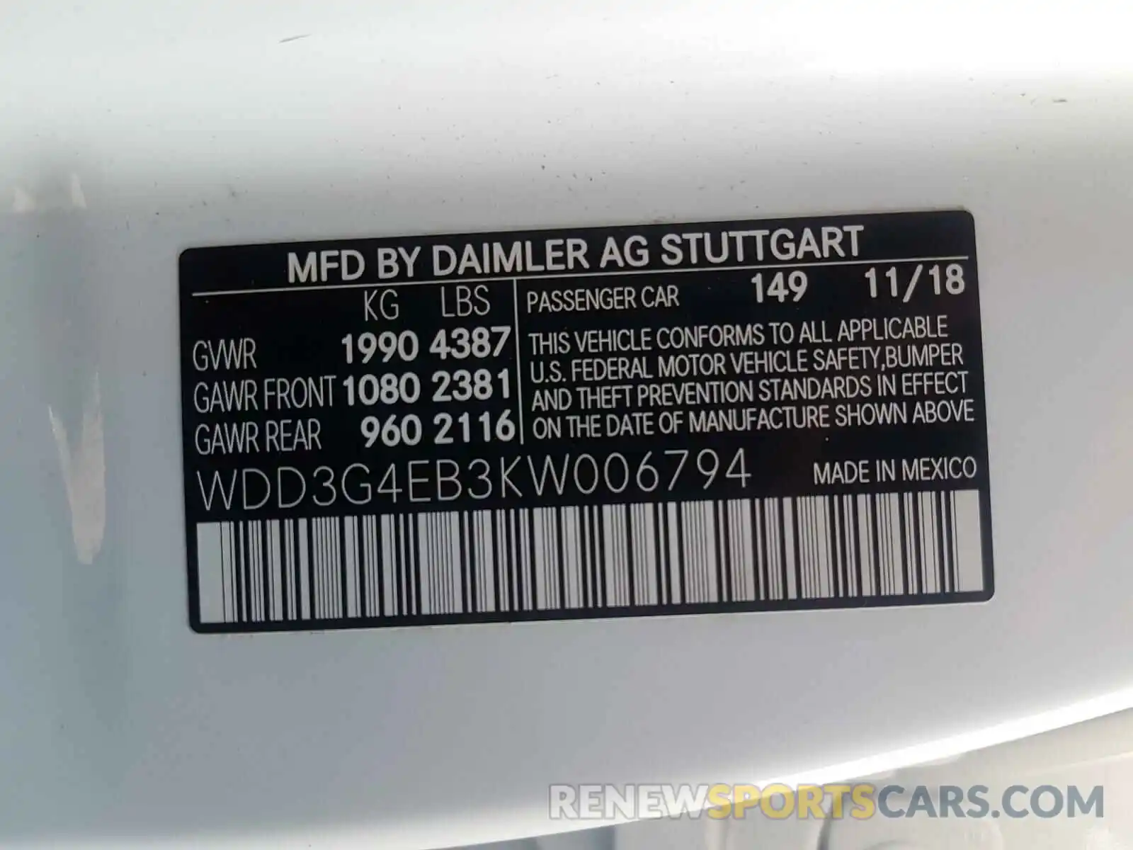 10 Photograph of a damaged car WDD3G4EB3KW006794 MERCEDES-BENZ A 220 4MAT 2019