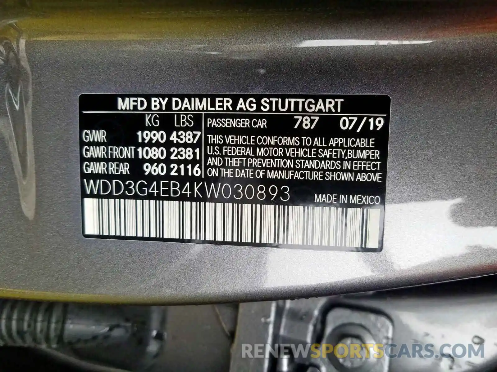 10 Фотография поврежденного автомобиля WDD3G4EB4KW030893 MERCEDES-BENZ A 220 4MAT 2019