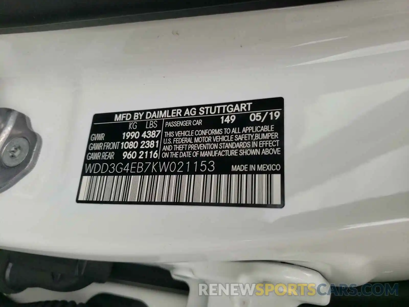 10 Photograph of a damaged car WDD3G4EB7KW021153 MERCEDES-BENZ A 220 4MAT 2019