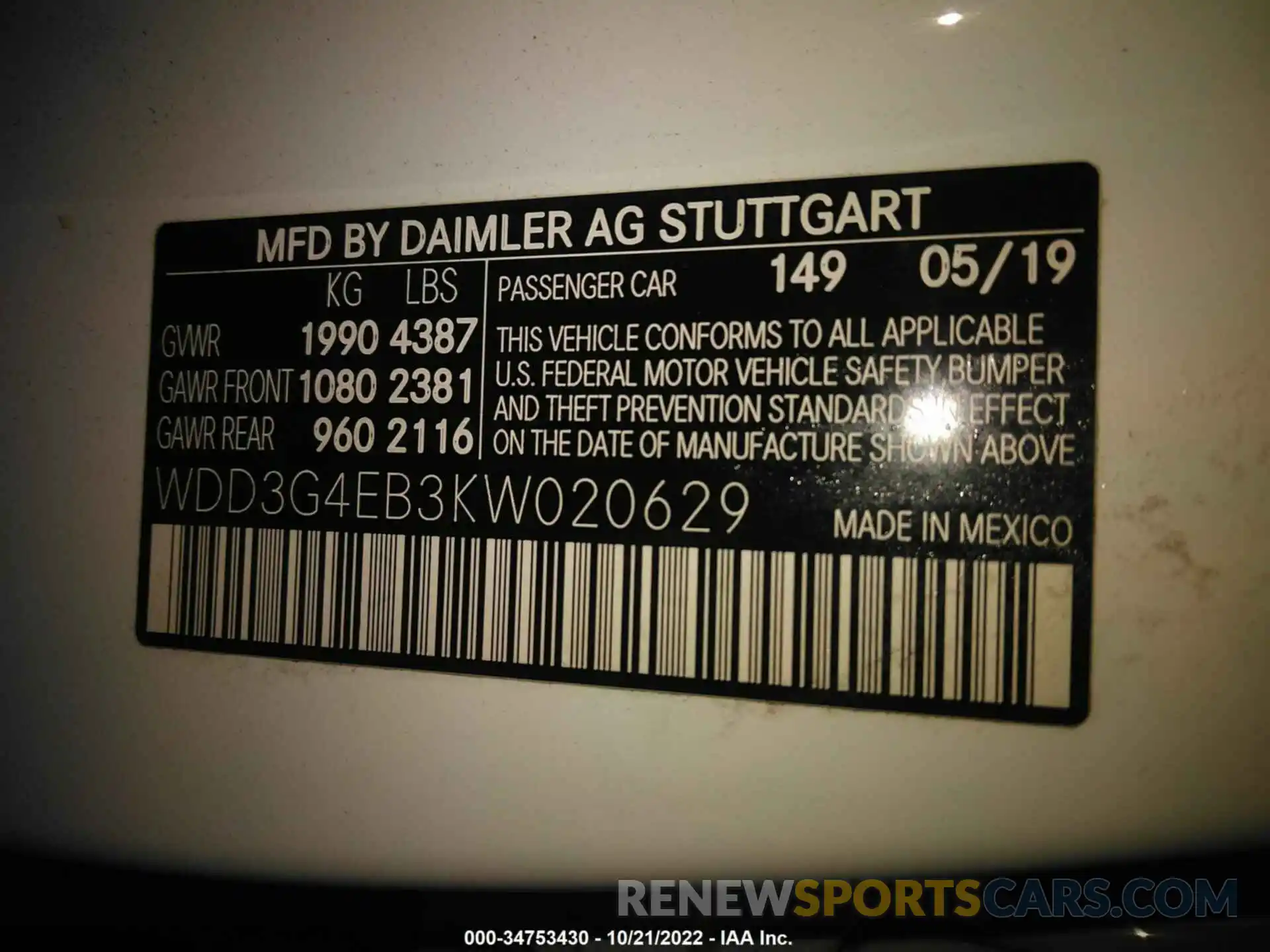 9 Photograph of a damaged car 00D3G4EB3KW020629 MERCEDES-BENZ A-CLASS 2019