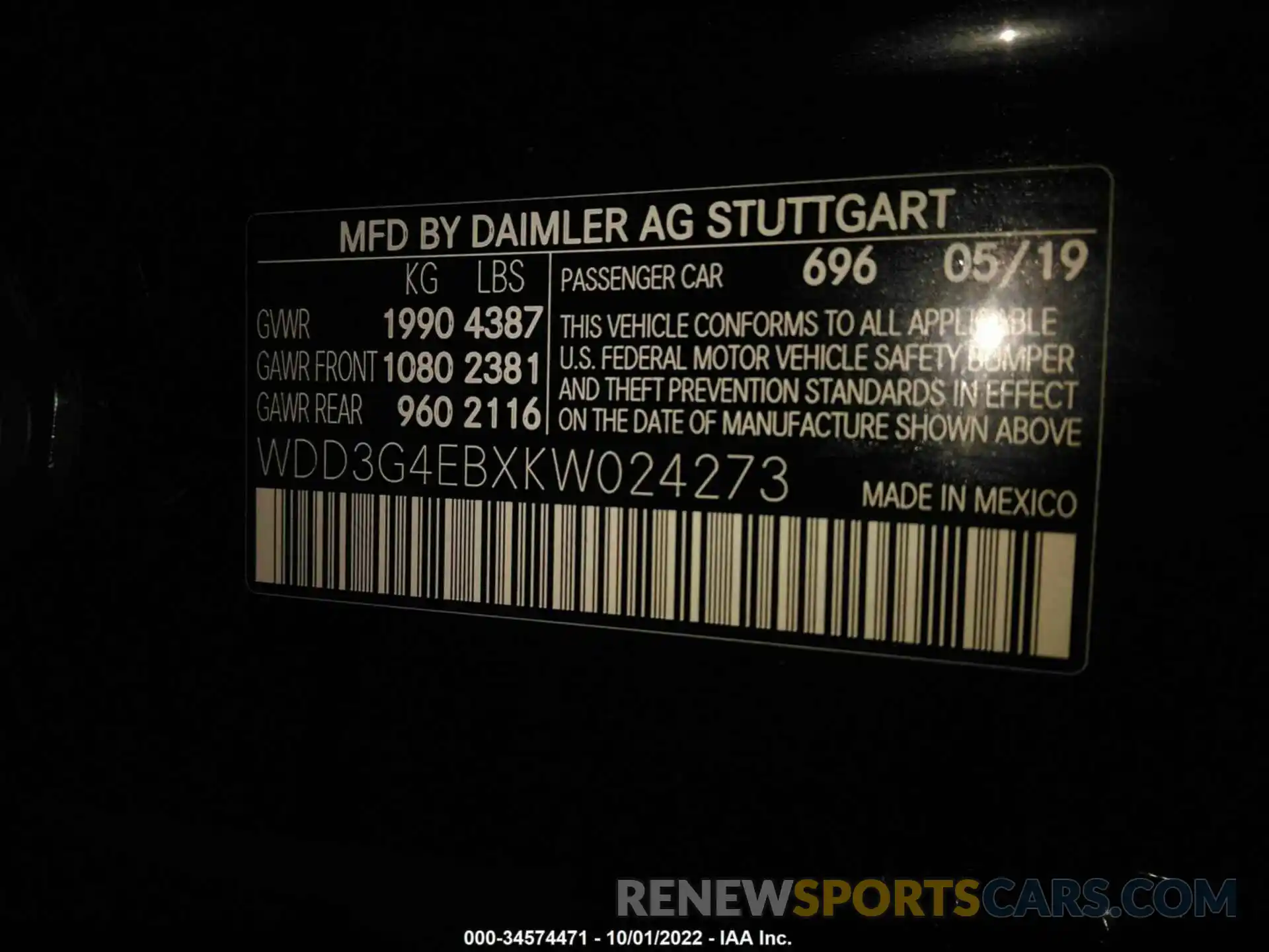 9 Photograph of a damaged car 00D3G4EBXKW024273 MERCEDES-BENZ A-CLASS 2019