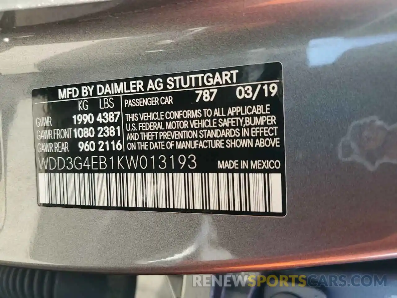 13 Photograph of a damaged car WDD3G4EB1KW013193 MERCEDES-BENZ A-CLASS 2019