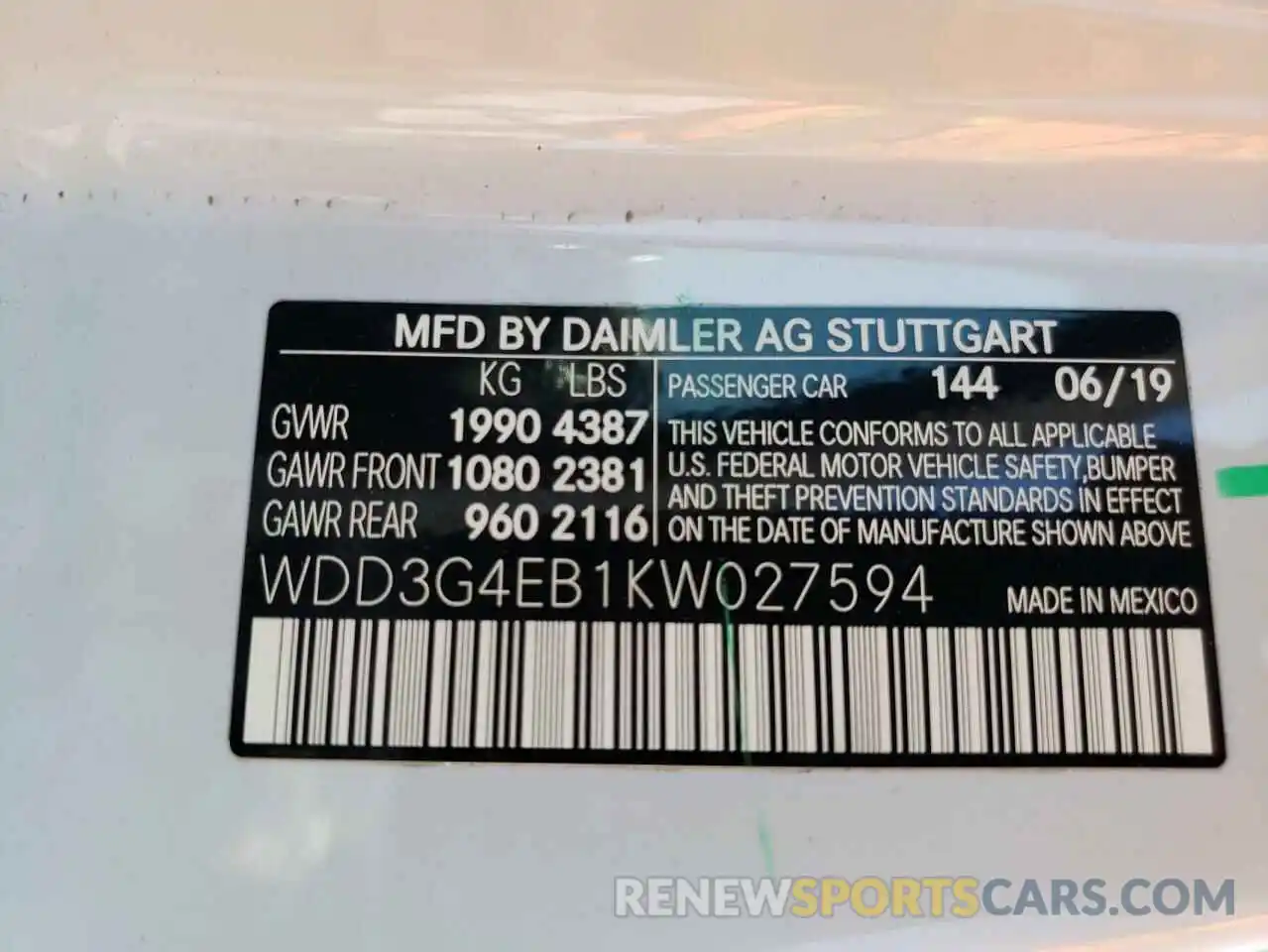 10 Photograph of a damaged car WDD3G4EB1KW027594 MERCEDES-BENZ A-CLASS 2019