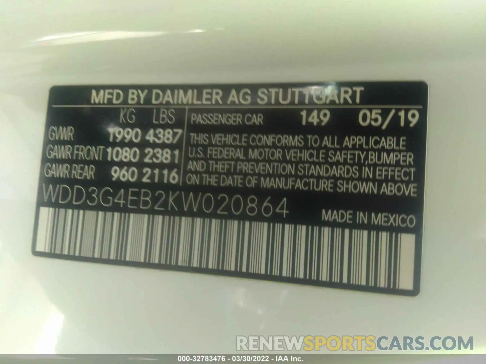 9 Photograph of a damaged car WDD3G4EB2KW020864 MERCEDES-BENZ A-CLASS 2019