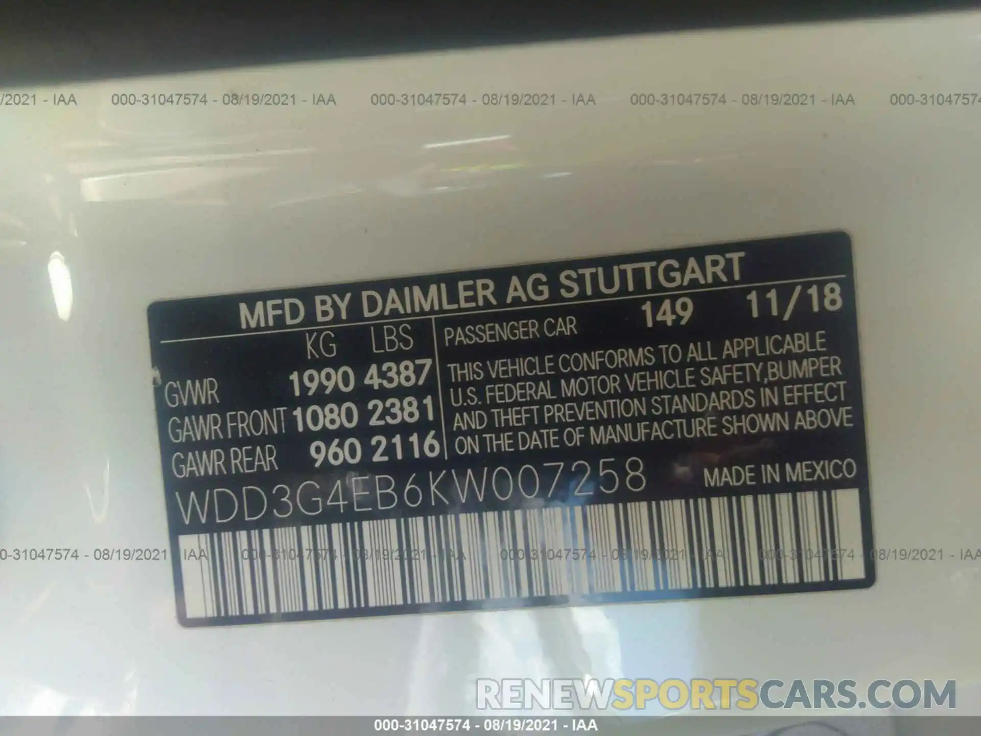 9 Photograph of a damaged car WDD3G4EB6KW007258 MERCEDES-BENZ A-CLASS 2019