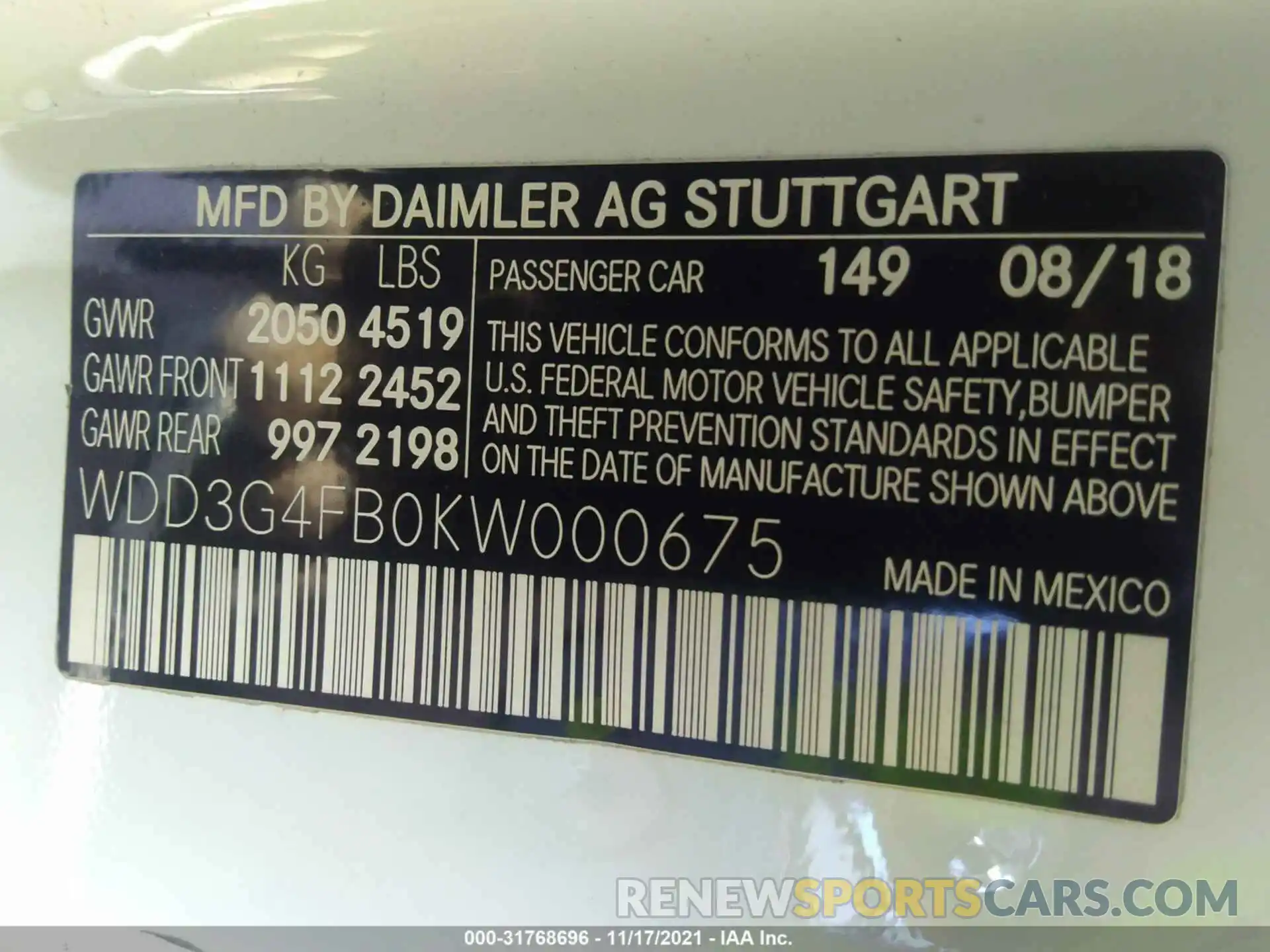 9 Photograph of a damaged car WDD3G4FB0KW000675 MERCEDES-BENZ A-CLASS 2019