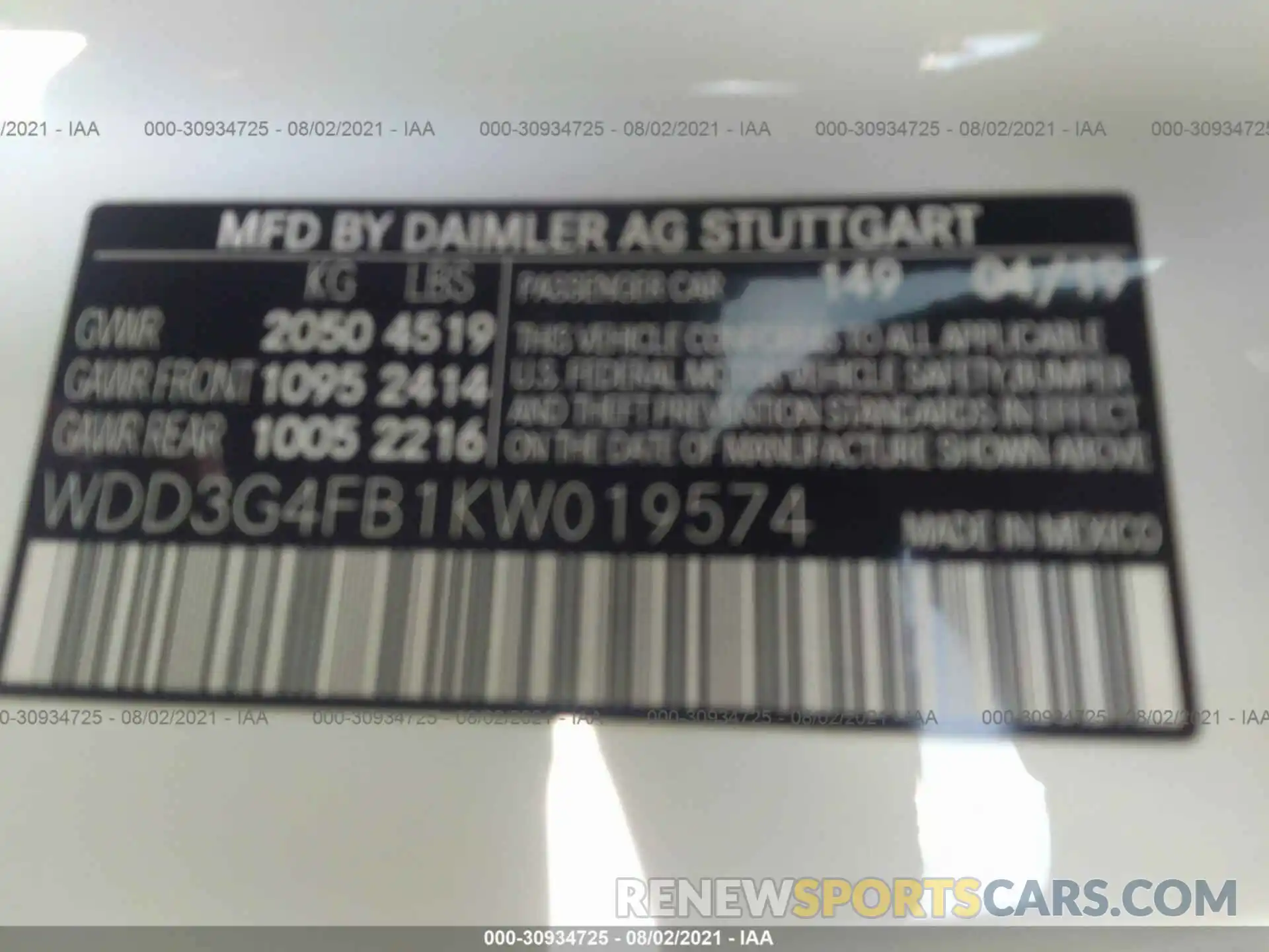 9 Photograph of a damaged car WDD3G4FB1KW019574 MERCEDES-BENZ A-CLASS 2019