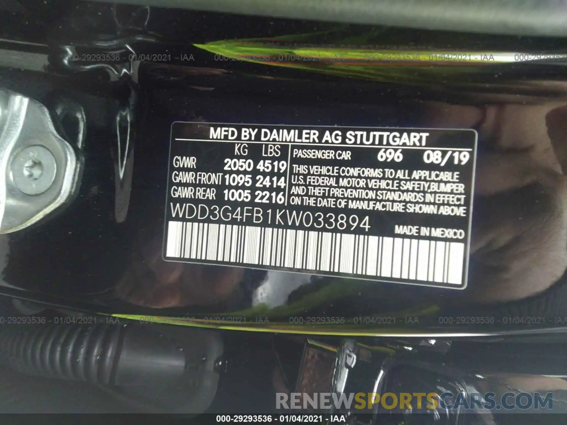 9 Фотография поврежденного автомобиля WDD3G4FB1KW033894 MERCEDES-BENZ A-CLASS 2019