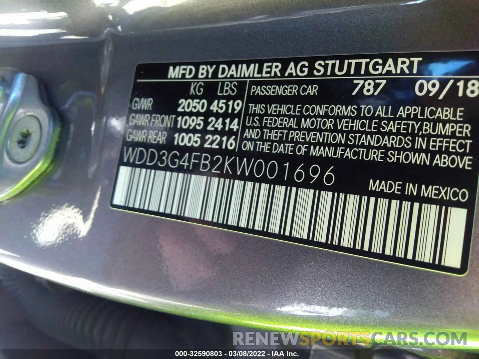 9 Photograph of a damaged car WDD3G4FB2KW001696 MERCEDES-BENZ A-CLASS 2019