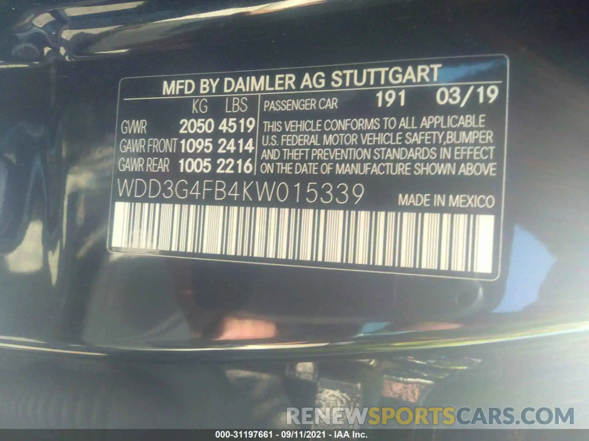 9 Photograph of a damaged car WDD3G4FB4KW015339 MERCEDES-BENZ A-CLASS 2019