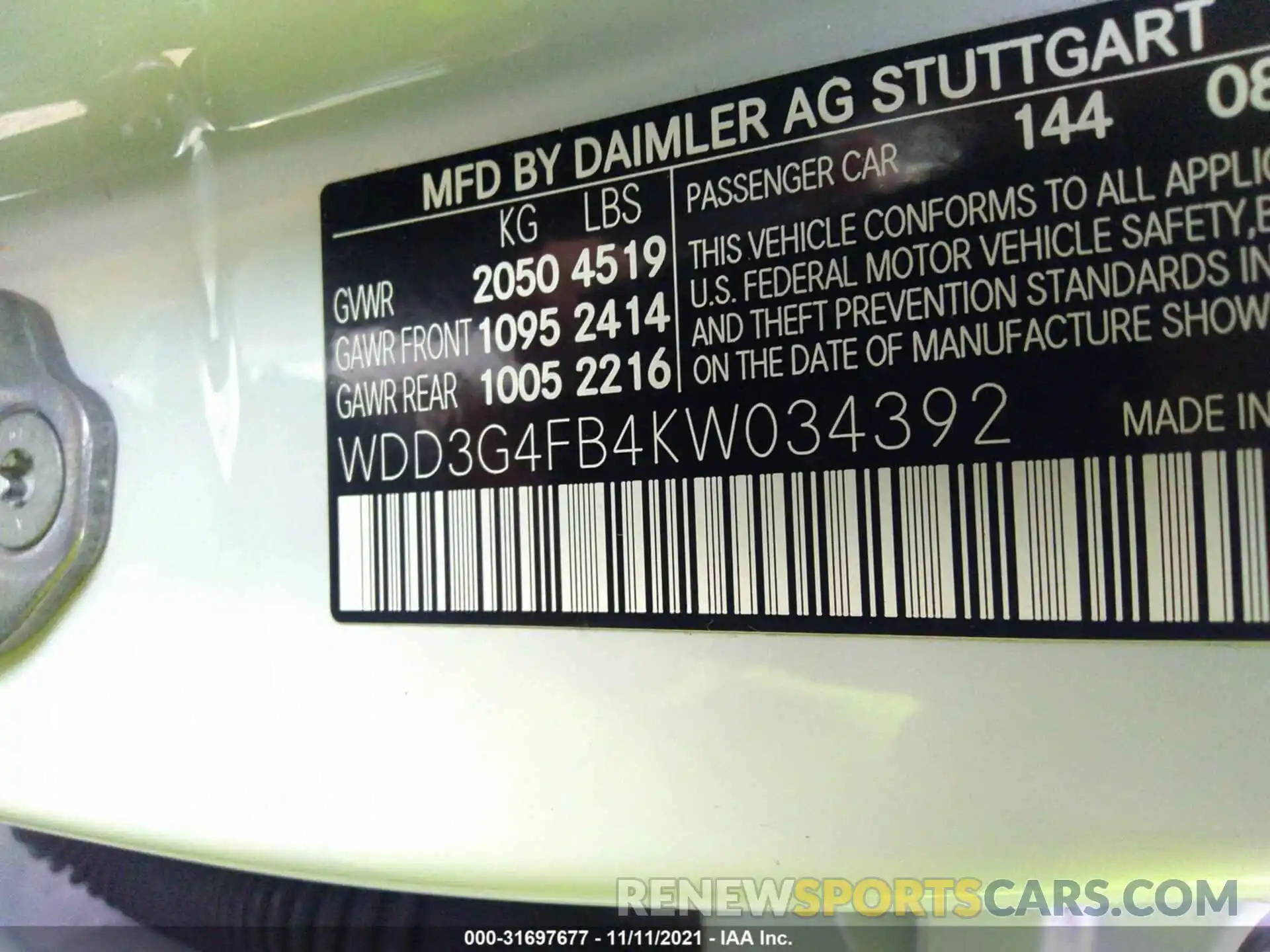 9 Photograph of a damaged car WDD3G4FB4KW034392 MERCEDES-BENZ A-CLASS 2019