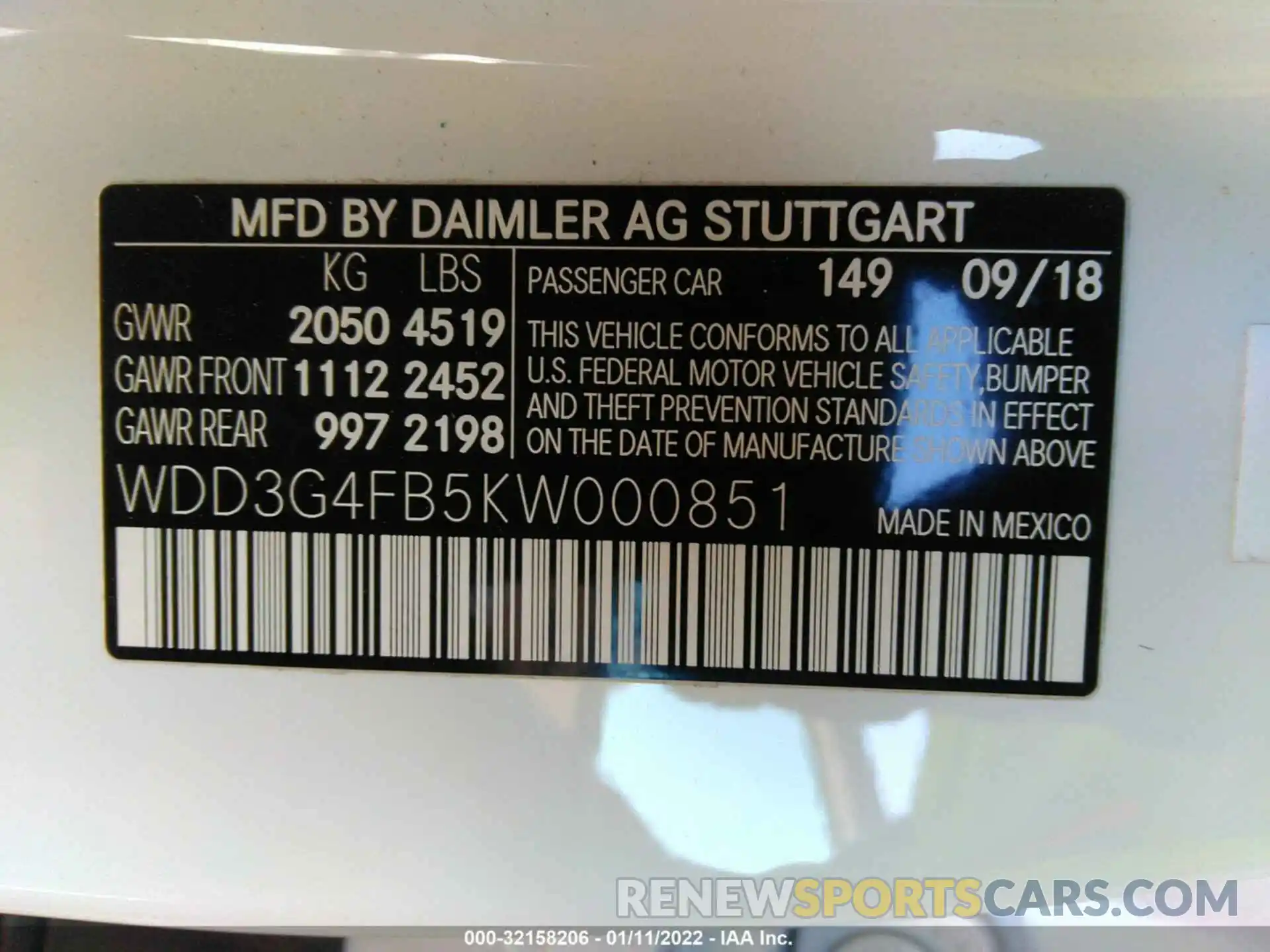 9 Photograph of a damaged car WDD3G4FB5KW000851 MERCEDES-BENZ A-CLASS 2019