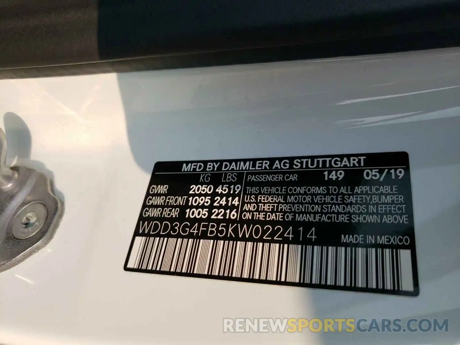 10 Photograph of a damaged car WDD3G4FB5KW022414 MERCEDES-BENZ A-CLASS 2019