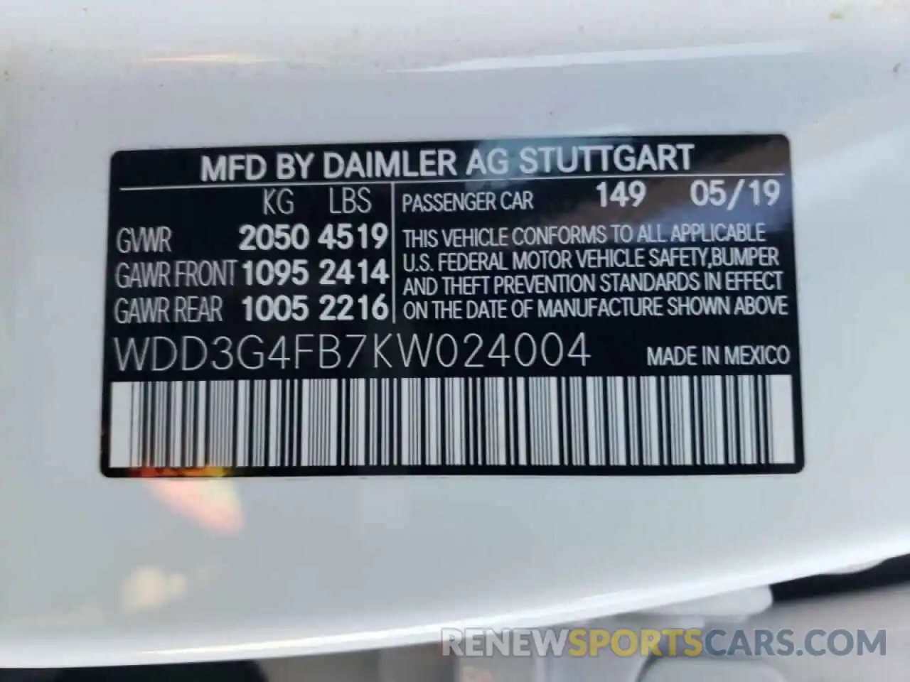 10 Photograph of a damaged car WDD3G4FB7KW024004 MERCEDES-BENZ A-CLASS 2019