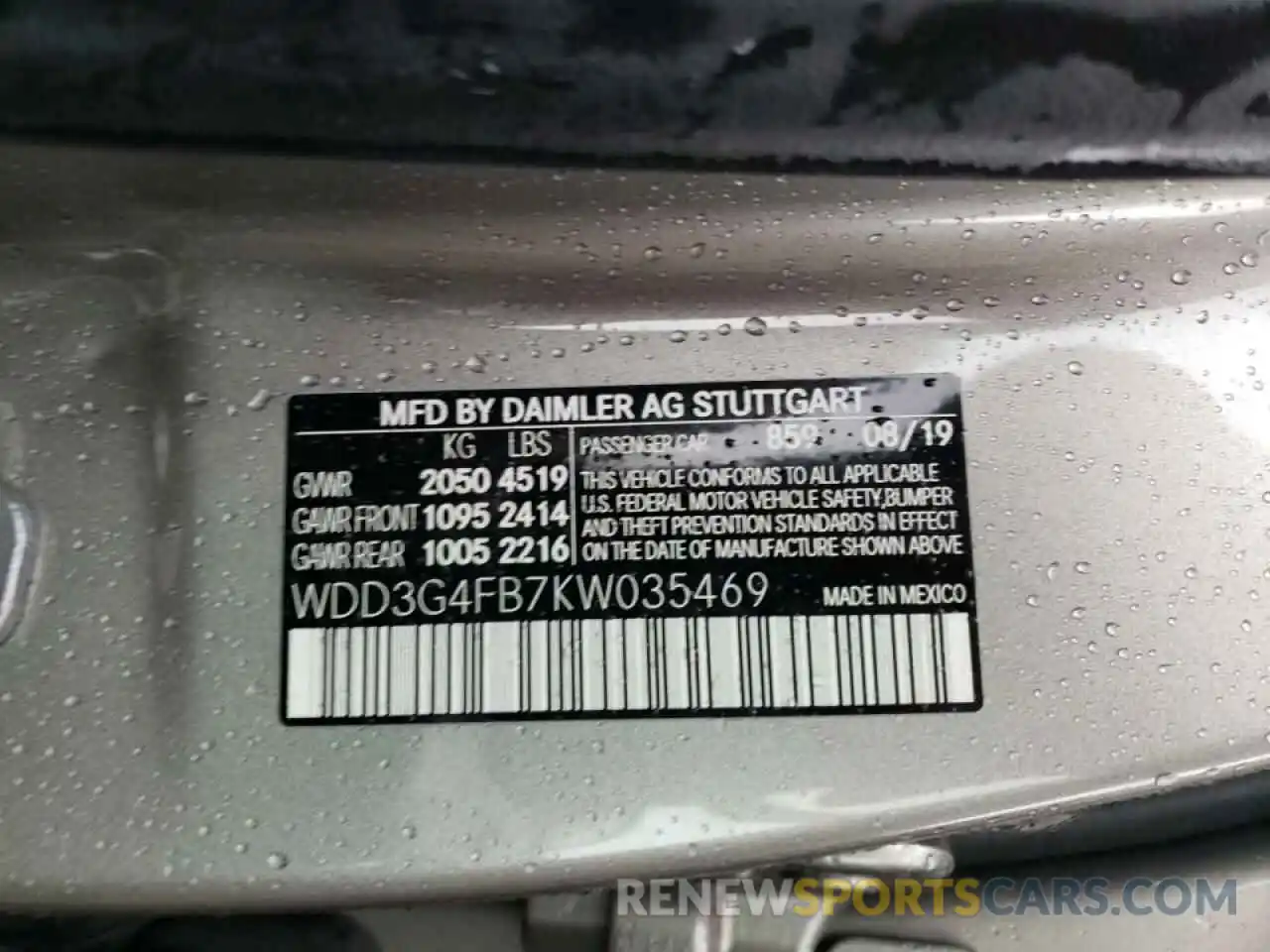 10 Фотография поврежденного автомобиля WDD3G4FB7KW035469 MERCEDES-BENZ A-CLASS 2019