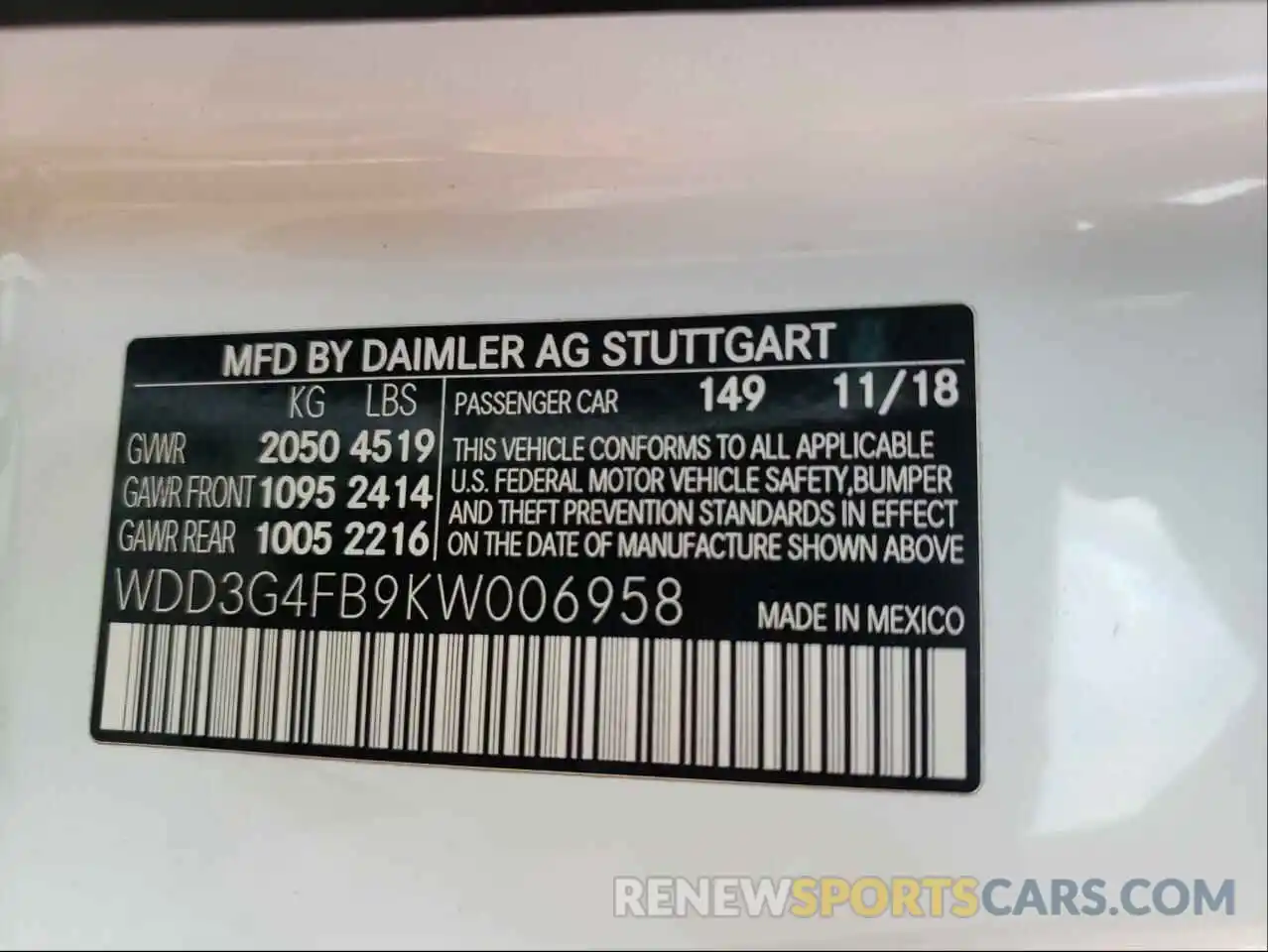 10 Photograph of a damaged car WDD3G4FB9KW006958 MERCEDES-BENZ A-CLASS 2019