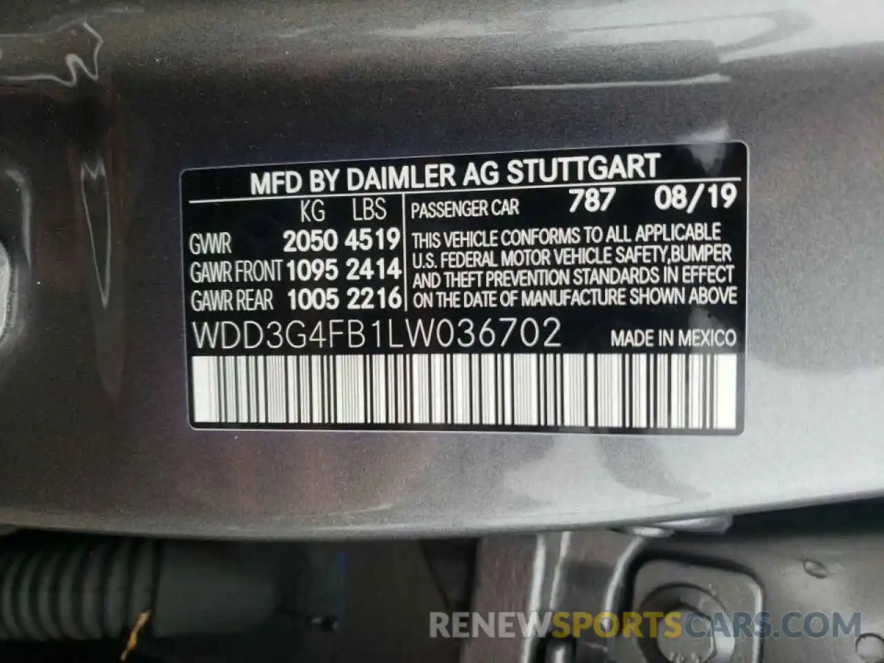 10 Фотография поврежденного автомобиля WDD3G4FB1LW036702 MERCEDES-BENZ A-CLASS 2020