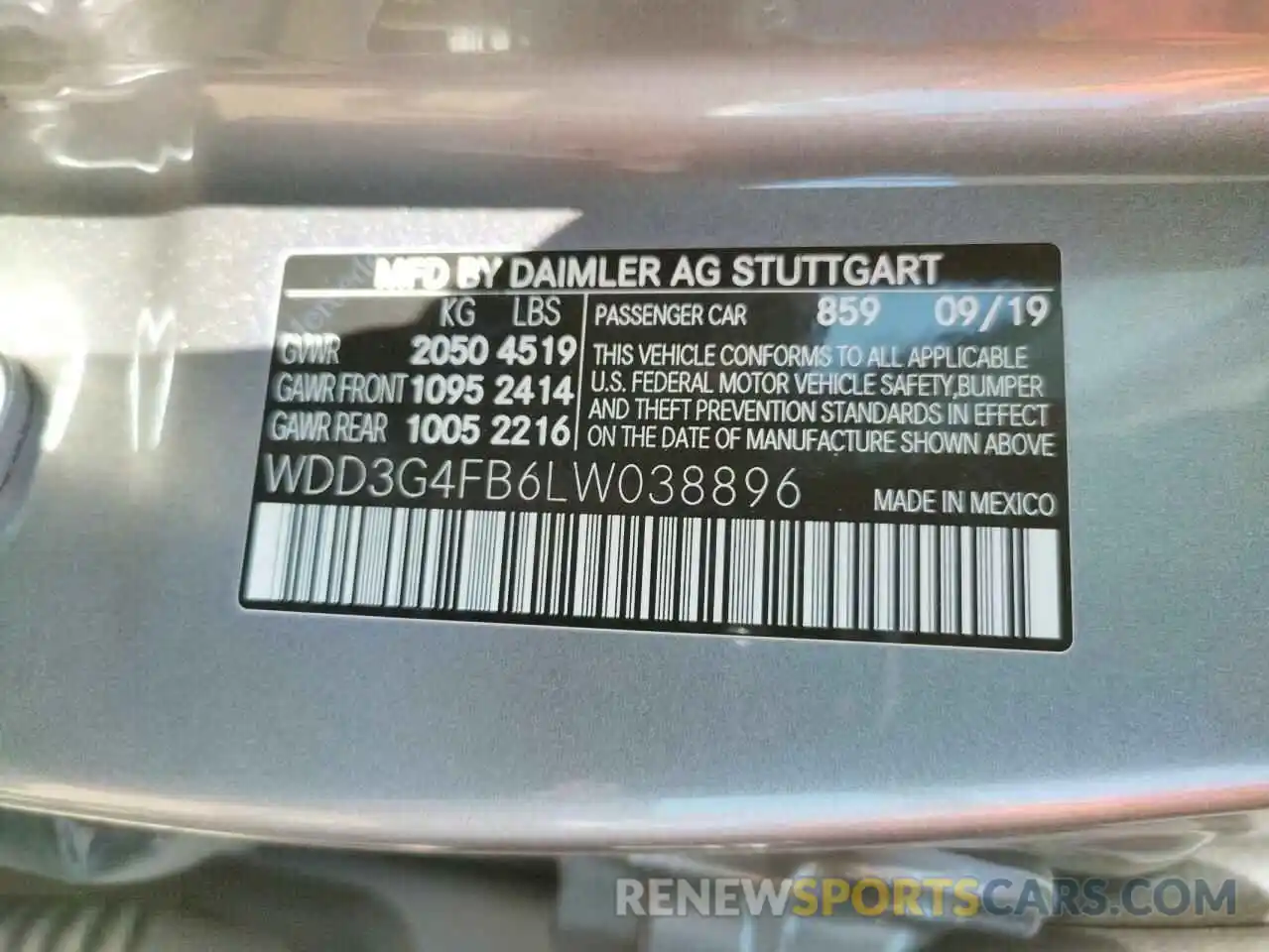 10 Фотография поврежденного автомобиля WDD3G4FB6LW038896 MERCEDES-BENZ A-CLASS 2020