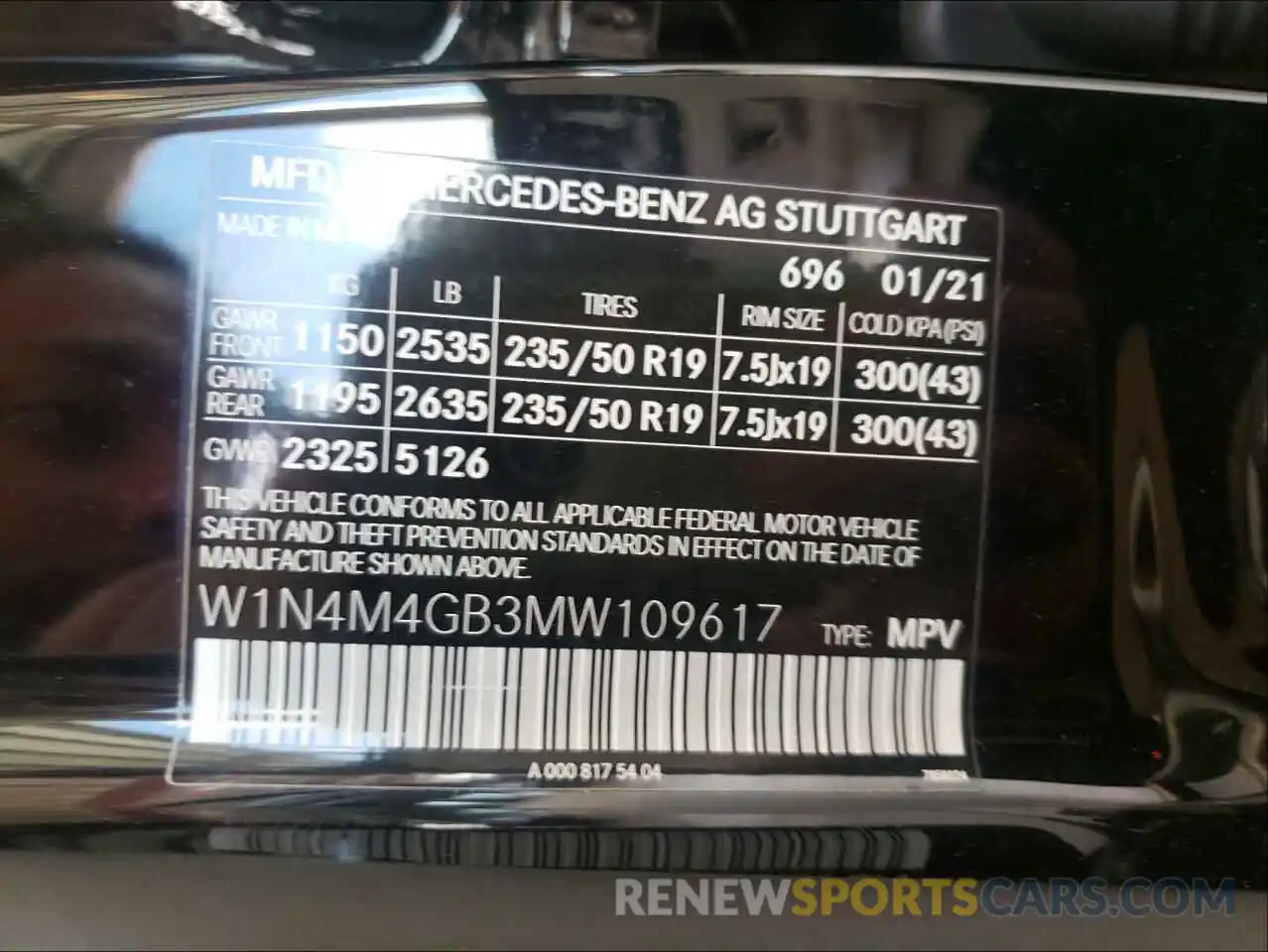 10 Фотография поврежденного автомобиля W1N4M4GB3MW109617 MERCEDES-BENZ A-CLASS 2021