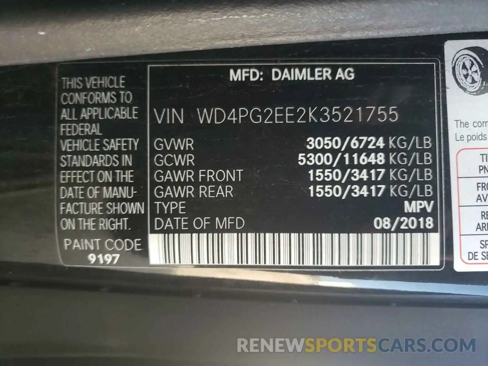 10 Photograph of a damaged car WD4PG2EE2K3521755 MERCEDES-BENZ ALL OTHER 2019