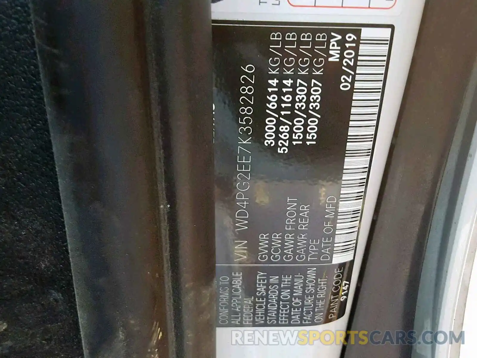 10 Photograph of a damaged car WD4PG2EE7K3582826 MERCEDES-BENZ ALL OTHER 2019