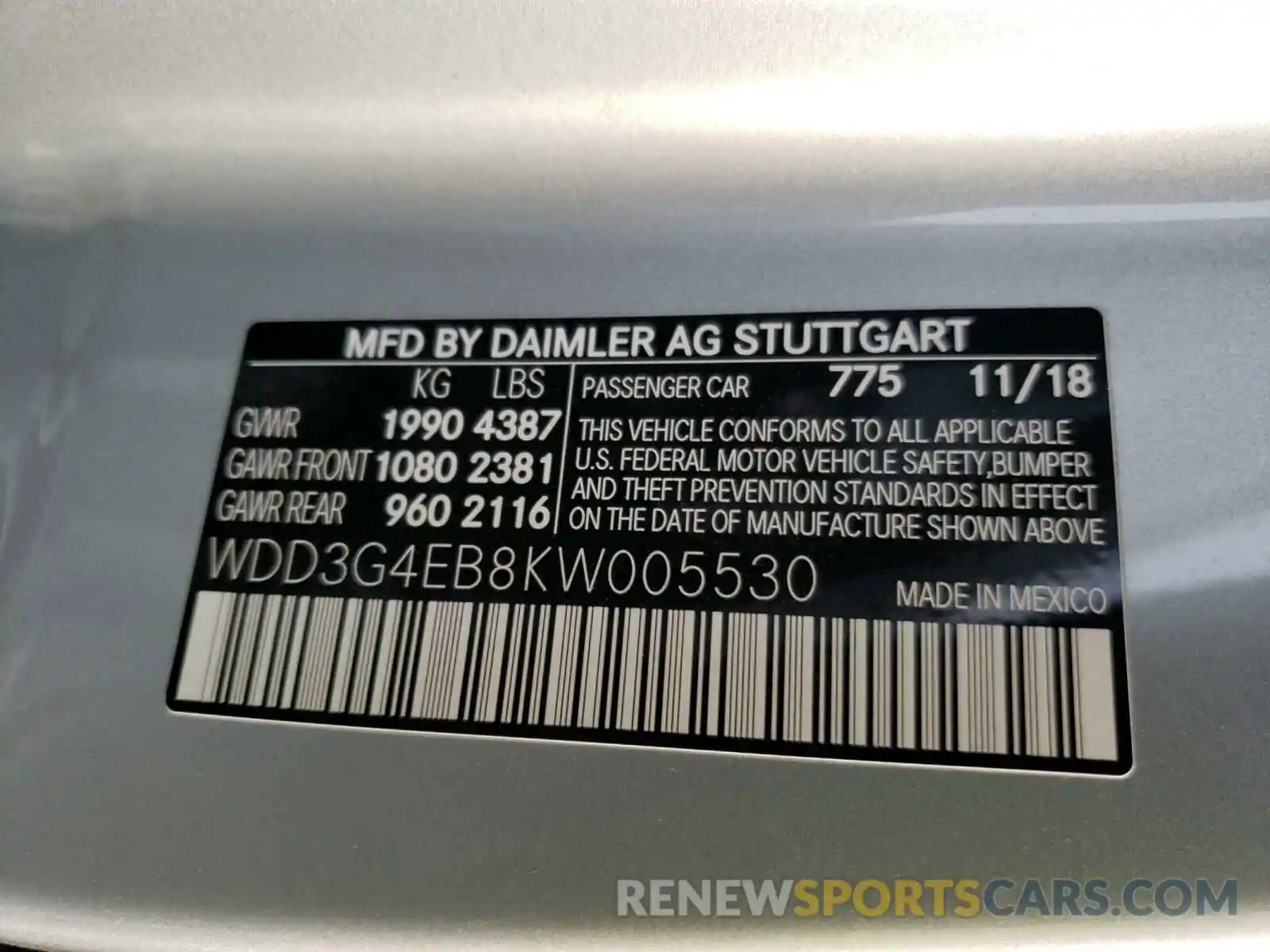 10 Photograph of a damaged car WDD3G4EB8KW005530 MERCEDES-BENZ ALL OTHER 2019