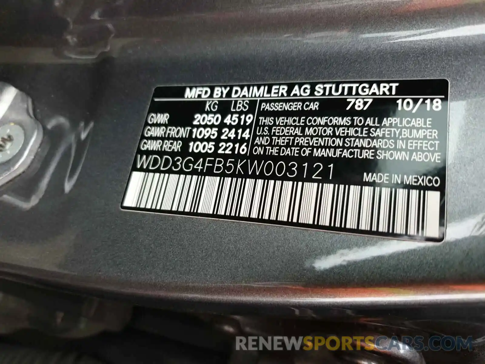 10 Photograph of a damaged car WDD3G4FB5KW003121 MERCEDES-BENZ ALL OTHER 2019