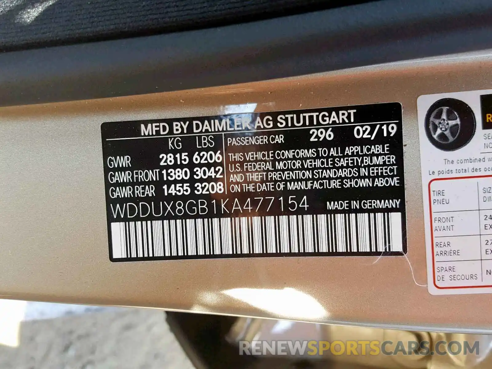 10 Photograph of a damaged car WDDUX8GB1KA477154 MERCEDES-BENZ ALL OTHER 2019